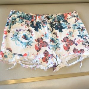 Free people floral jean shorts